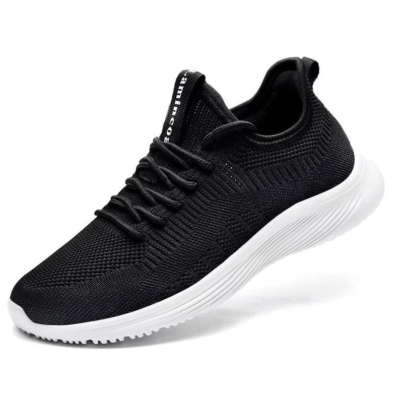 Lamincoa Womens Slip On Walking Shoes Non Slip Casual Road Running Lightweight Mesh Fashion Sneakers for Gym Travel Workout Black White - Image 1